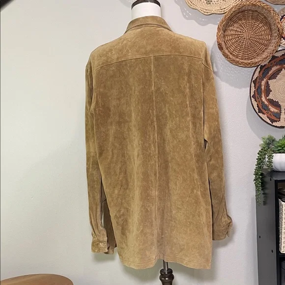 Men's 100% Real Suede Leather Trucker Jacket Shirt Western Wear Field Gear XLT - Picture 2 of 15